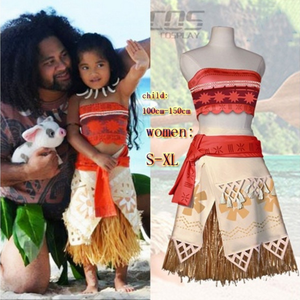 Princess Cosplay Costume Set for Polynesian Girls Princess Costume Kids Dress Movie Halloween Beach Party Costume