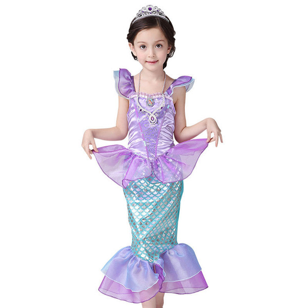 The Little Mermaid Kids Girls Dress Princess Cosplay Halloween Costume Hot