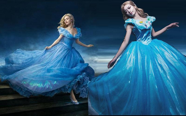 New Cinderella Princess Costume 2015 Cinderella Dress For Adult Women Blue Deluxe Cinderella Cosplay Dresses Costume Customized