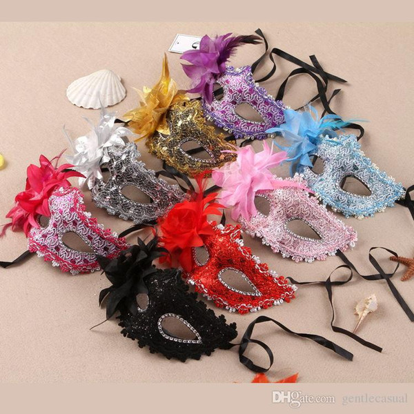 10PCS Sexy Women Costumes Mask Cosplay Mask Cardinal Party Mask role-playing Masks Rhinestone Feather and Flowers Leather Masks For Women