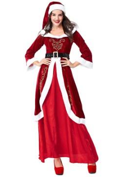 New arrival Christmas festival clothing girl red Long-sleeved Queen's Court Dress cosplay party dance