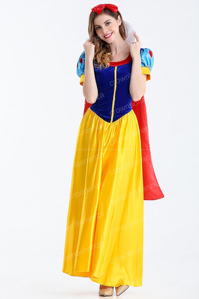 Women 2017 Snow White Cosplay Costume Carnival Party Dress Womens Adult Princess Halloween Theme Costume