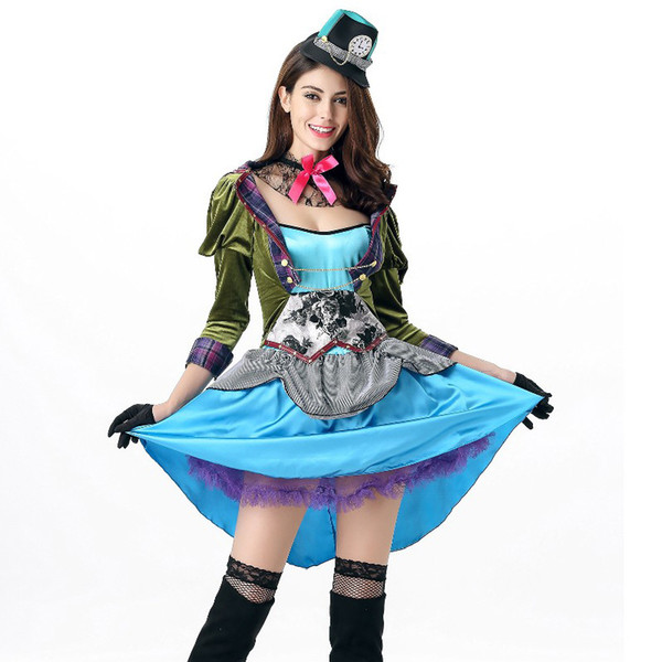 New Alice Fantasy Wonderland Maid Cosplay Queen Costume Sexy Women Halloween Stage Performance Party Dress Game Uniform