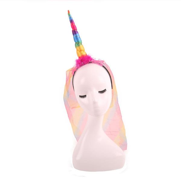 Unique Baby Kids Unicorn Hairband Cute Hairwear Children Birthday Party Flower Hair Clasp Cosplay Crown Girls Headbands 7 Colors Pony Wig