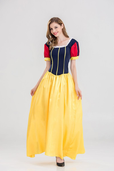 Snow White Princess Dress Cosplay Costume Halloween Party Adult Snow Women Long Dress Fairy Tale Costume Gown Fancy Dress