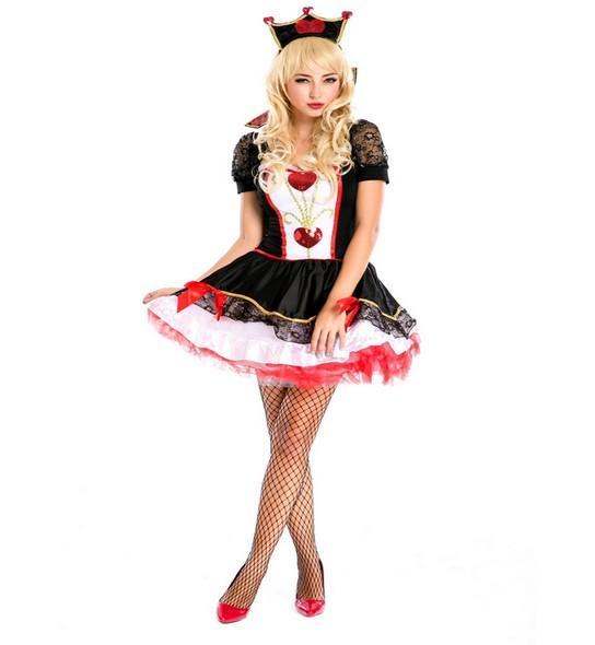 Women's clothes cosplay Halloween witch queen dovetail female vampire role-playing Queen of hearts Queen nightclub suit free shipping