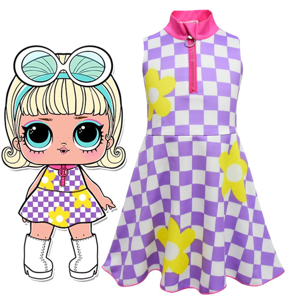 LOL Dolls Surprise Big Sister GO GO GIRL Series 3 Cosplay Costume Kid Sleeveless Cartoon Dress Yellow Flower Skirt