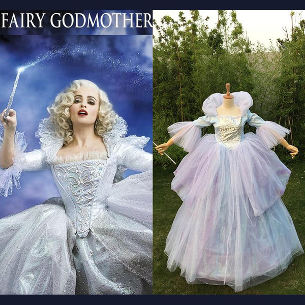 Halloween Carnival Party Dress Women Adult Princess Cinderella Costume Long Fairy Godmother Cosplay Dress Custom 2015