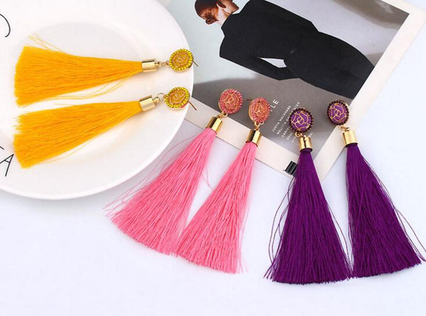 2018 Fashion Charm Crystal Tassel Earrings for Women Girl Wedding Party Luxury Elegant Rhinestone Red Long Earring Jewelry hybrid Gift