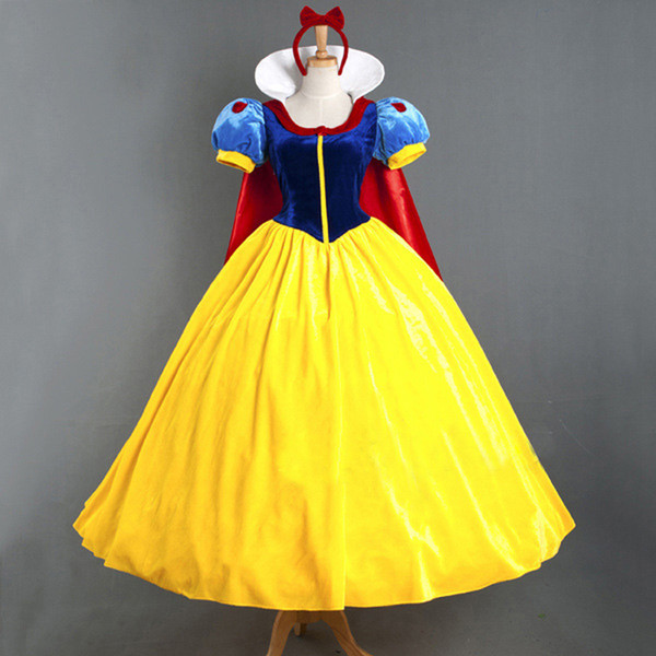 Snow White princess Cosplay Uniforms Princess Bubble Dress With Headband Floor Length Dance Evening Gown Halloween Costume