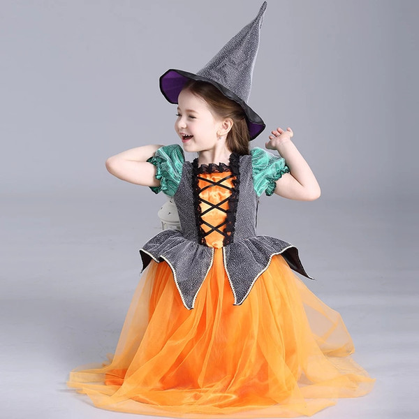 Halloween children's clothing girls princess dress little witch cosplay princess masquerade performance show clothes cute sweet princess dre