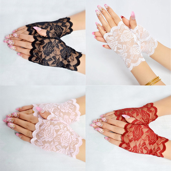 Fingerless Stretchy Lace Gloves Wedding Ceremonial Wrist Length Short Party Gloves Decorative Bride Dress Accessories For Women