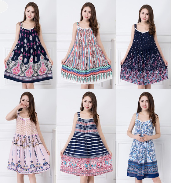 Women Cotton Sleeveless Print Chemise Sleep Dress Spring Summer Cotton Plus size Nightgown Girl's Soft Sleepshirts Sleepwear Sexy Nightdress