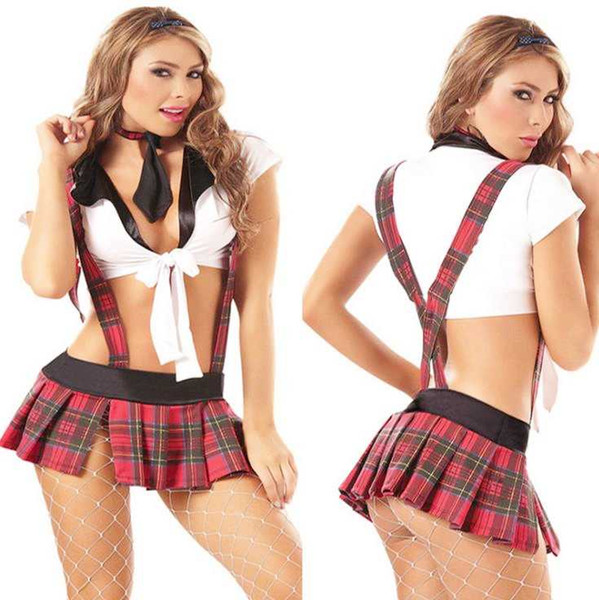 New sexy lingerie cosplay Sexy Student Wear Strap Plaid Student Uniform British Style Dew Student Outfits Uniforms