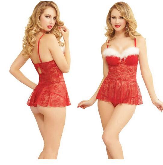 New sexy lingerie cosplay Erotic lingerie Lace nightdress Christmas costume Lace Christmas sexy Christmas dress lace