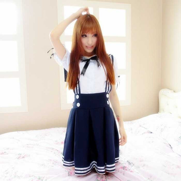 New sexy lingerie cosplay Halloween Japanese super cute high waist strap blue sailor suit Lolita student Cosplay costume