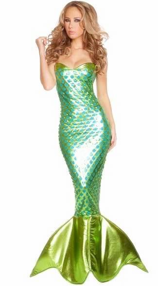 Free Shipping New sexy lingerie cosplay Halloween Green beauty fairy tale mermaid bra long skirt suit cosplay uniform temptation