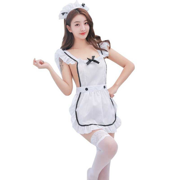 New sexy lingerie cosplay Bow Cross White Sling Backless Sexy Beauty Back Maid Maid Pack Bundle Extreme Temptation Set