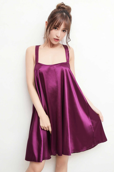 New sexy lingerie cosplay Six-color large size temptation suspender skirt thin section nightdress ladies silk silky pajamas