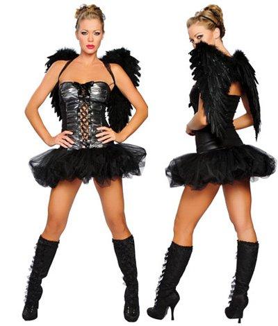 Naughty Dark Angel with Wings Sexy Adult Costumes Halloween Party costume cosplay Fancy Costume For Girls 2213