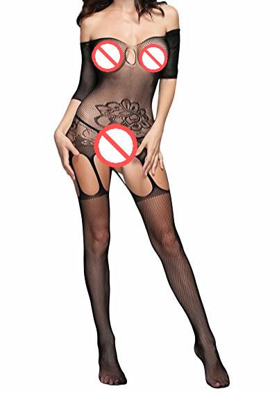 Women's Floral Crotchless Bodystocking Plus Size Open Crotch Fishnet Lingerie Open Crotch Bodysuit Sexy Bodywear Nightwear Sleepwear