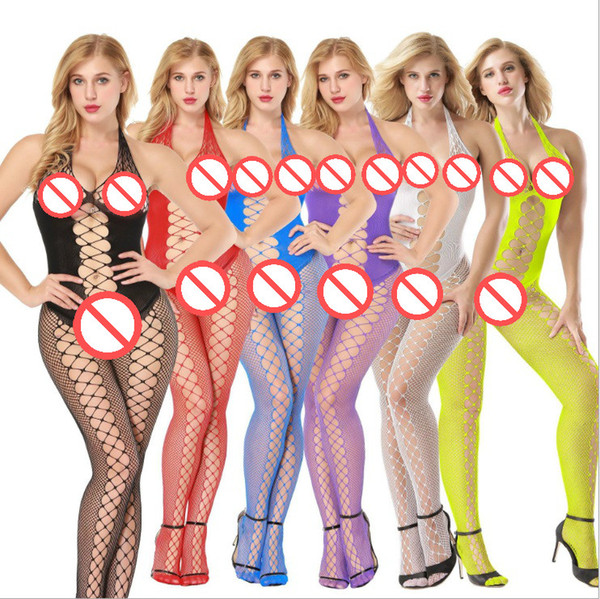 sexy multiple colors halter sexy bodystockings bodysocks hot lingerie fetish nightwear pajamas open crotch nightwear