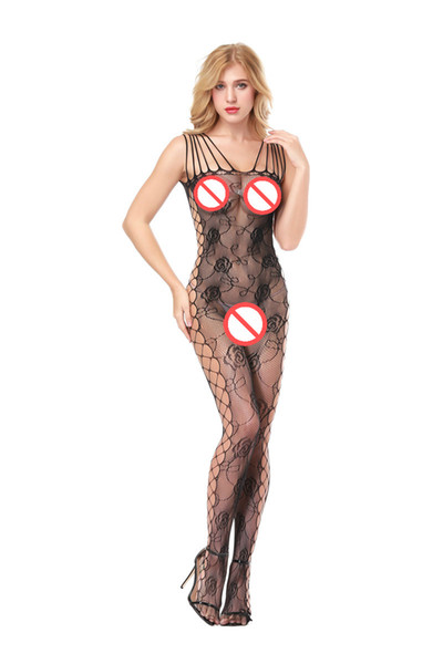 Bodystocking Women Fishnet Onesie Crotchless Stockings Sexy Lingerie Bodysuit Sex Product Nightwear Nighty Mesh hollow out pajama