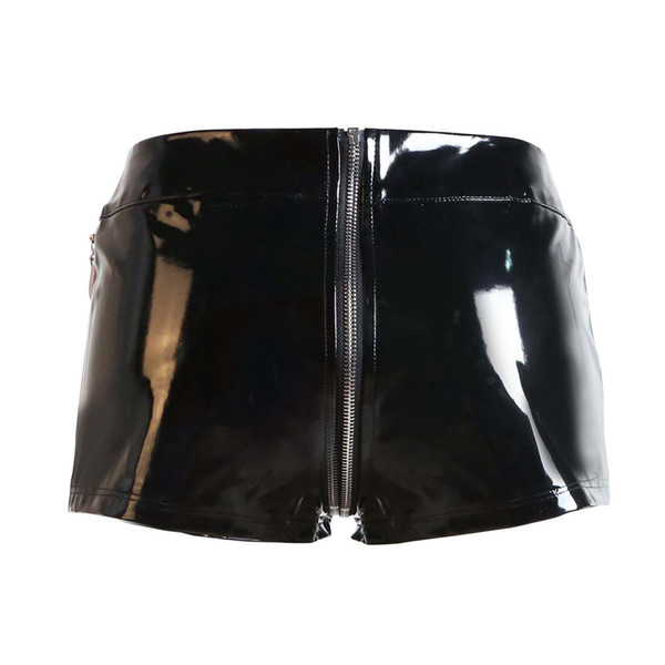 2018 GLAMCARE Sexy Black Skinny PVC Clubwear Shorts for Womenr Costume cosplay