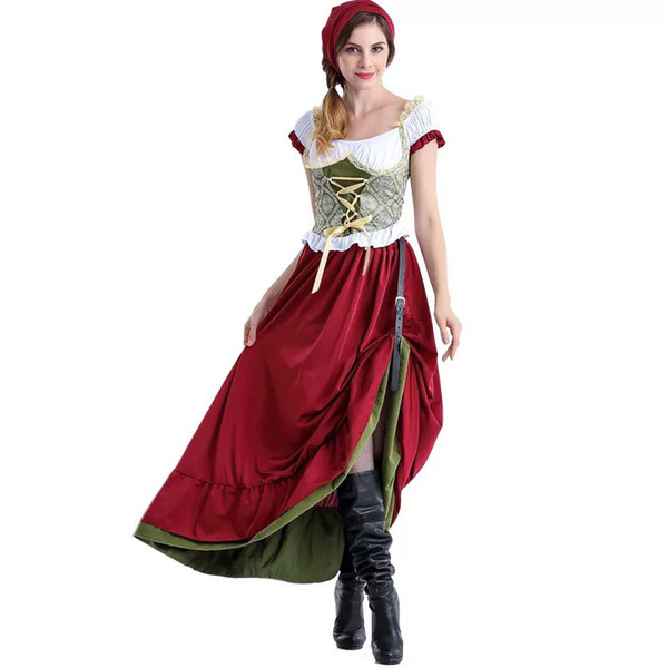 Women Bavarian Oktoberfest Dirndl Costume Beer Festival Mardi Gras Ladies Sexy Funny Dress Long Outfit For Girls Size S-XL