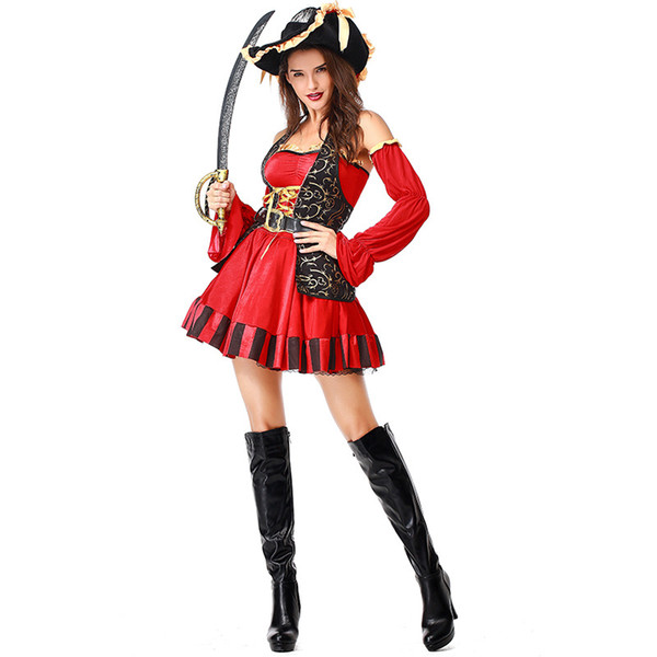 Deluxe Pirate Halloween Carnival Costume Party Dress High Quality Captain Party Women Cosplay sexy