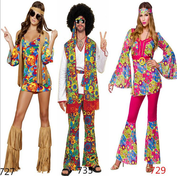 Free shipping New 2017 Ladies 80s Retro Hippie Go Go Girl Disco Costume Fancy Dress Hen Xmas Party size sexy