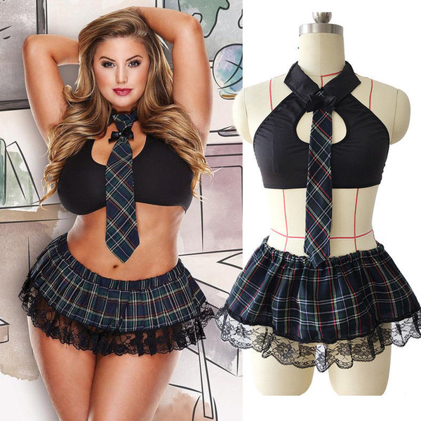 BNC 2Pcs Bikini Swimming Suit For Women Sexy Lingerie Schoolgirl Student Costume Uniform Nightclub Costume Sleeveless