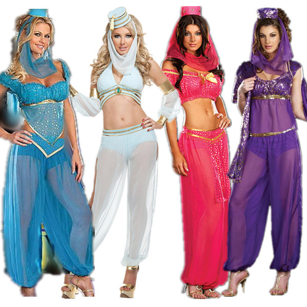 Sexy Genie Costume Arabian Princess Belly Dance Performance Outfit