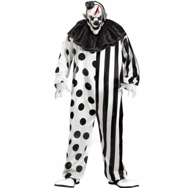 2018 plus size striped kill clown party costumes men jumpsuit mask killer clown costume Halloween scary Party cosplay costumes sexy