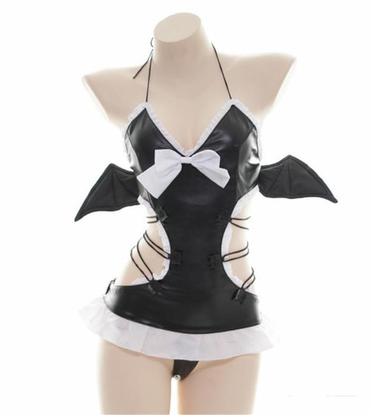 Bat Wings Halloween Sets Leather Strap Imp Sexy Japanese Girl Costume Party Props Clothing