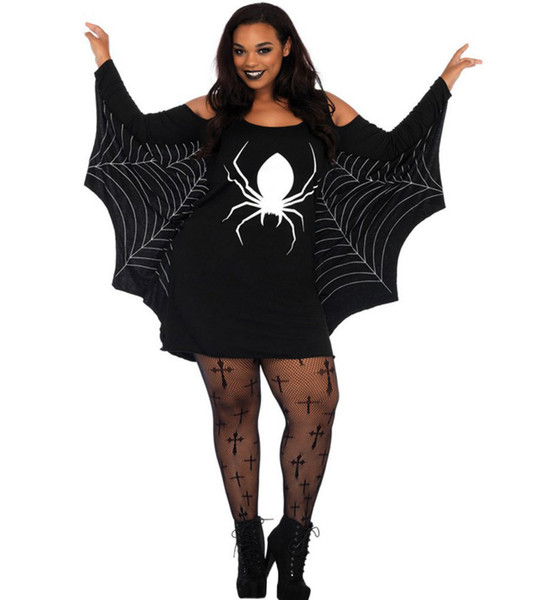 Halloween Costumes For Women Sexy Spider Catsuit Strapless Spider Bat Big Size S-3XL 89052 Long Sleeve Costumes