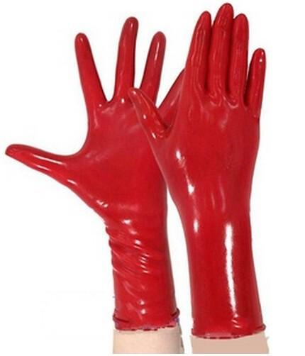 100% natural latex Short Solid Color Latex Sexy Gloves Black Red Blue Can Choose Color and Size