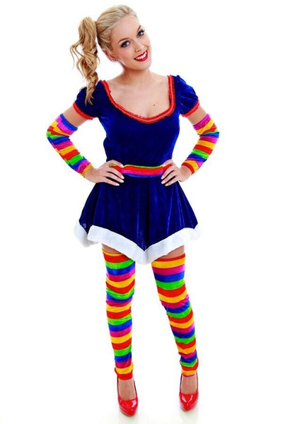 sexy Ladies Rainbow Brite Hero 80s Fancy Dress Up Party Halloween Costume Outfit M,XL MS1157