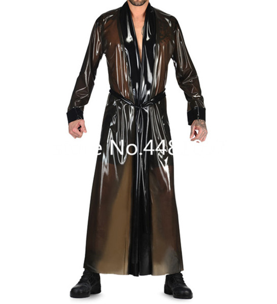 Latex Long Robe Transparent Brown Latex Outfits Long Coat Suit gown sexy