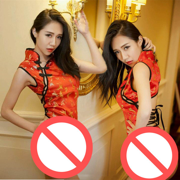 New Sexy Lingerie Suit The Temptation Cheongsam Nightdress Chinese Dress red Uniform Temptation Cheongsam