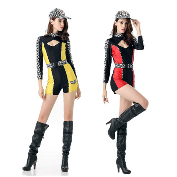 Women's Sexy Racer Girl Costume Race Car Driver Uniform Racing Sport Cheerleader Fancy Dress