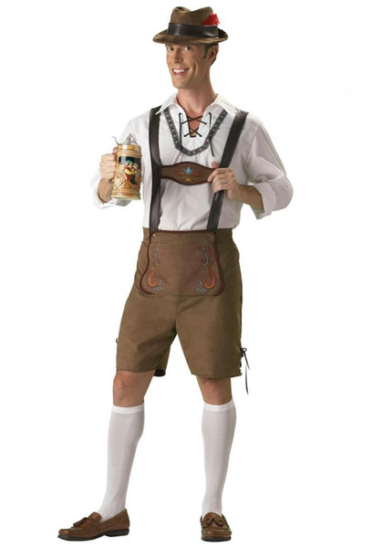 Adult Oktoberfest Costume Lederhosen Bavarian Octoberfest German Festival Beer Halloween for Men Beer Costume M-XXL sexy