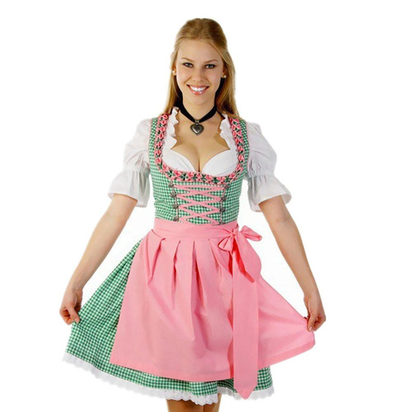 Vocole 2017 New High Quality Oktoberfest German Bavarian Dirndl Beer Girl Costume Wench Dress With Apron sexy