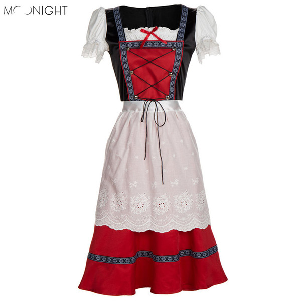 MOONIGHT S-4XL Size Oktoberfest Beer Girl Costume German Bavarian Oktoberfest Dirndl Dress For Women Halloween Costume sexy