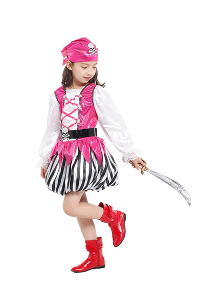 Shanghai Story Kid's Pink Pirate Girl Costume Cosplay Dresses Party Children Performance Dresses Halloween Cosplay Clothes