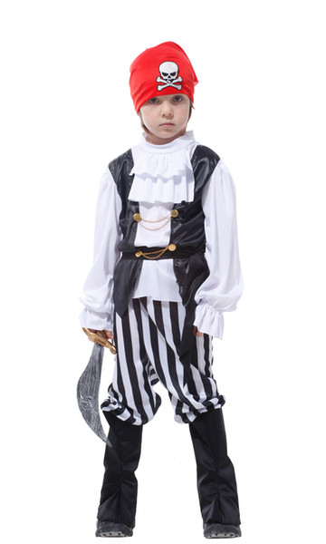 Shanghai Story Boys Pirate Costume Children's Pirate Role Play Dress-up Set with skull print headscraf