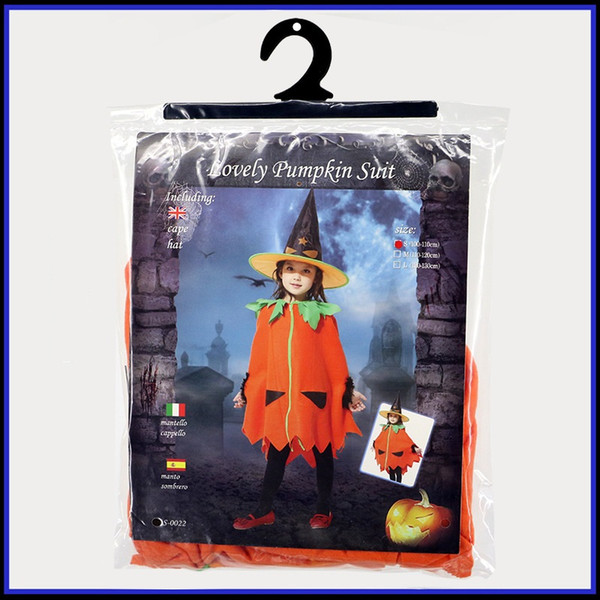 Shanghai Story Kids Halloween Girls costumes Lovely Pumpkin Suit including Cape hat