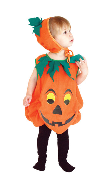 Shanghai Story Cosplay Halloween Toddler Baby Kid Pumpkin Print Sleeveless Romper Jumpsuits Tops+Hats Baby Clothes Costumes