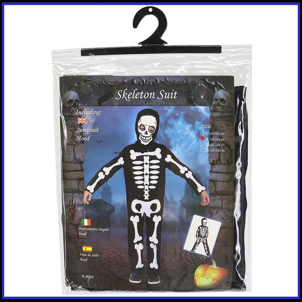 Shanghai Story Skull Ghost Children Cosplay Hallowean Skeleton Costume Kids Boy Girls Masquerade Party Terror Bodysuit Overalls Robe Suit