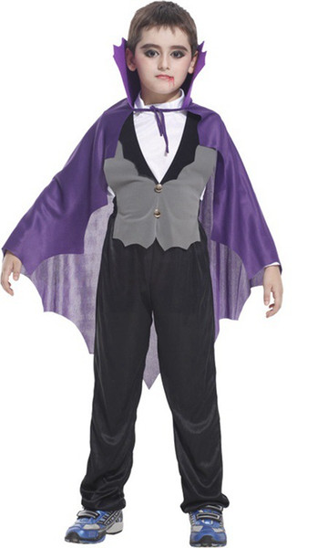 Shanghai Story Halloween Cosplay Devil Vampire Costume with purple cape for Boys